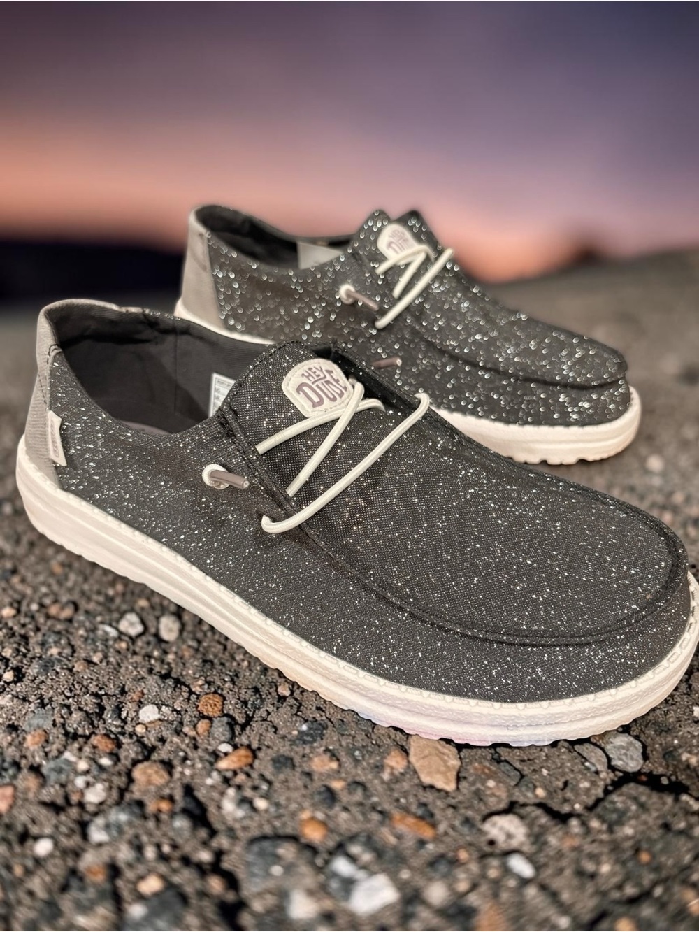 Hey Dude Wendy Sparkle Charcoal Womens SZ 8 Casual Slip-On Shoe NIB